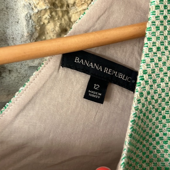 Banana  Republic Green Tweed Peplum Sleeveless Top Size 12 - Picture 7 of 15